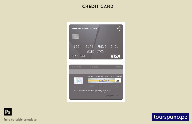 lista para imprimir plantilla de tarjeta visa de USA Ameriprise Bank